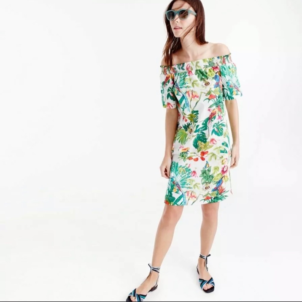 J crew off the shoulder ratti into the wild dress